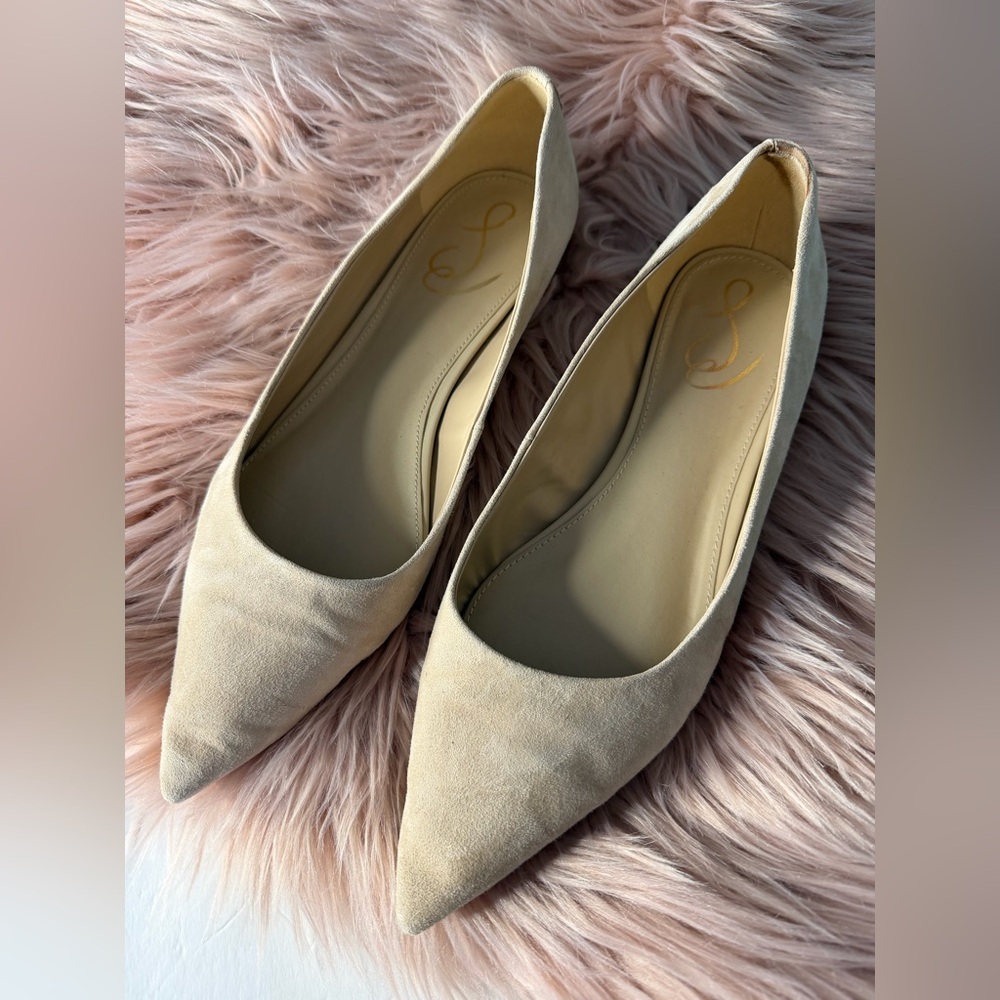 Sam Edelman Cream Wanda Suede Pointed Toe Flats Size 9